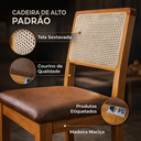 Ver imagem 6 de Kit 2 Cadeiras de Jantar Madeira Maciça Mel Encosto Telinha Palha Estofada Couro PU Caramelo Rubi