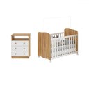 Ver imagem 2 de Quarto de Bebê Completo Matteo 100% Mdf 3 Gavetas Branco/amêndoa - Pnr Móveis