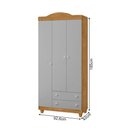 Ver imagem 3 de Guarda Roupa Lara Nature Cinza 3 Portas 2 Gavetas Infantil Organizador Quarto Moderno