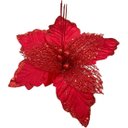 Ver imagem 3 de Flores Árvore Natal Gliter Vermelho Decoração 25cm Kit 12pçs