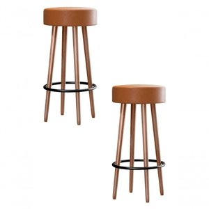 Kit Conjunto 2 Banquetas Malibu Pés Palito Estofado para Area Gourmet Cozinha Bar Balcao Bistro
