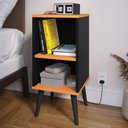 Ver imagem 2 de Kit 2 Mesinhas Preto/cinamomo Nicho Prateleira Cabeceira Suspensa Cama Box Queen 1,60 Suede - Rpm