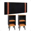 Ver imagem 1 de Kit 2 Mesinhas Preto/cinamomo Nicho Prateleira Cabeceira Suspensa Cama Box Queen 1,60 Suede - Rpm