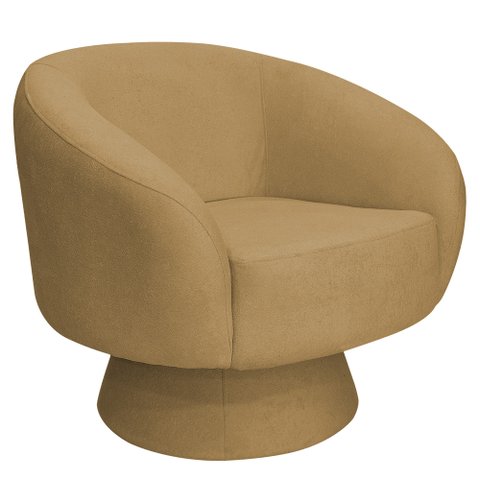Poltrona Decorativa Liz Base Giratória Bouclê Camel - Casaepoltrona