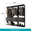 Ver imagem 4 de Guarda-Roupas Closet Modulado Alasca 180cm 3 Peças com 6 Gavetas e Cabideiros Preto Touch Carraro