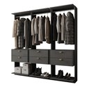 Ver imagem 2 de Guarda-Roupas Closet Modulado Alasca 180cm 3 Peças com 6 Gavetas e Cabideiros Preto Touch Carraro