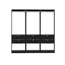 Ver imagem 3 de Guarda-Roupas Closet Modulado Alasca 180cm 3 Peças com 6 Gavetas e Cabideiros Preto Touch Carraro