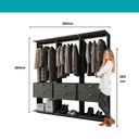 Ver imagem 7 de Guarda-Roupas Closet Modulado Alasca 180cm 3 Peças com 6 Gavetas e Cabideiros Preto Touch Carraro