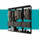 Ver imagem 5 de Guarda-Roupas Closet Modulado Alasca 180cm 3 Peças com 6 Gavetas e Cabideiros Preto Touch Carraro