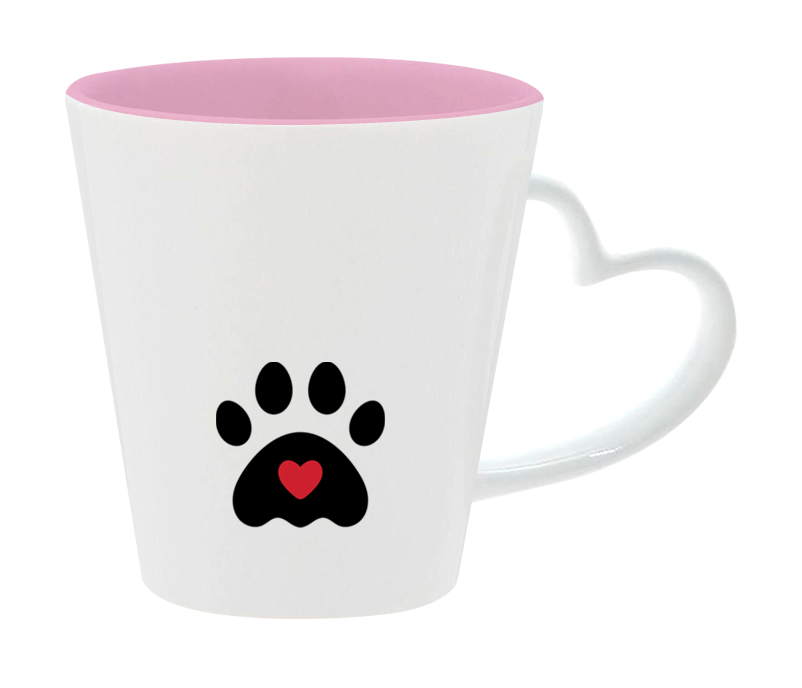 KIT CANECA DROP CORACAO BICOLOR ROSA + BANDEJA CORACAO - GENTE LEGAL TEM DOG - PET LOVERS - 2