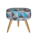 Ver imagem 1 de Puff Redondo Suede Estampado Triângulo Azul