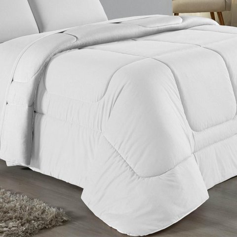 Edredom Dupla Face Queen Size 100% Algodão em Malha Fio 30-1 - Branco com Branco