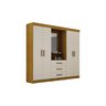 ROUPEIRO BELÉM 04 PORTAS E 03 GAVETAS:Freijó/Off White - 1