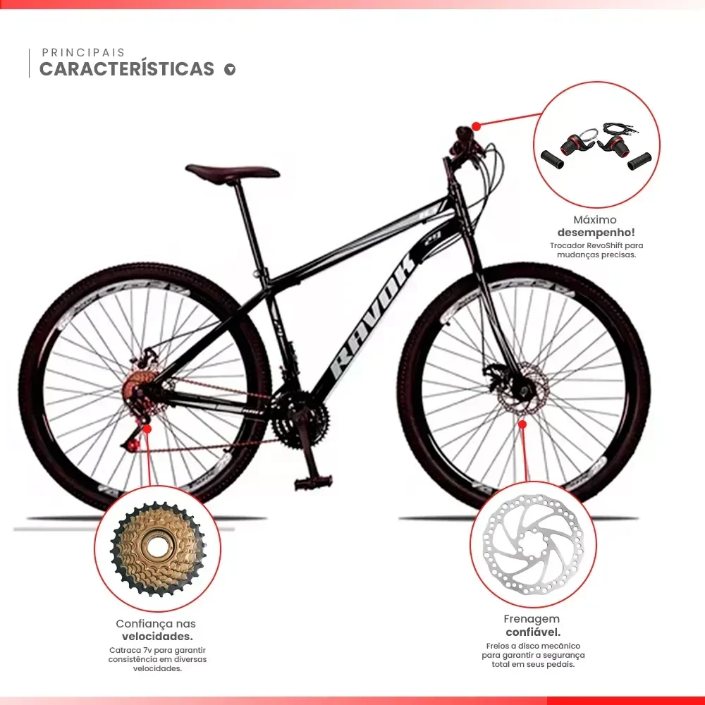 Bicicleta Aro 29 Bike Aço 21 Marchas Velocidades Freio a Disco:cinza - 2