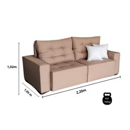 Sofá Estofado Macio Maestro Retrátil Reclinável em Linho 220:cinza Médio - 3
