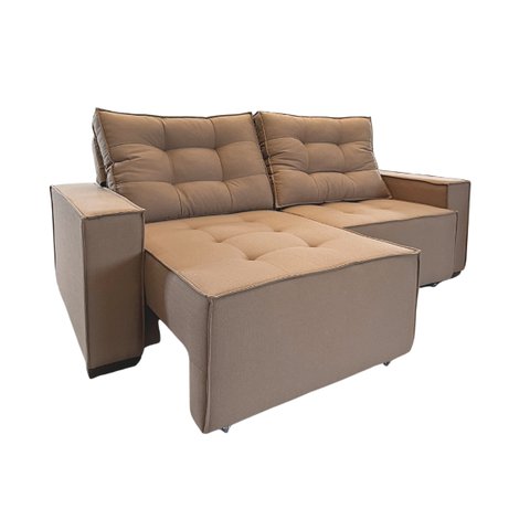 Sofá Estofado Macio Maestro Retrátil Reclinável em Linho 220:cinza Médio