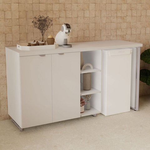 Armário de Embutir com Armário 2 Portas Pés em Metal 180cm Corporate Cinza
