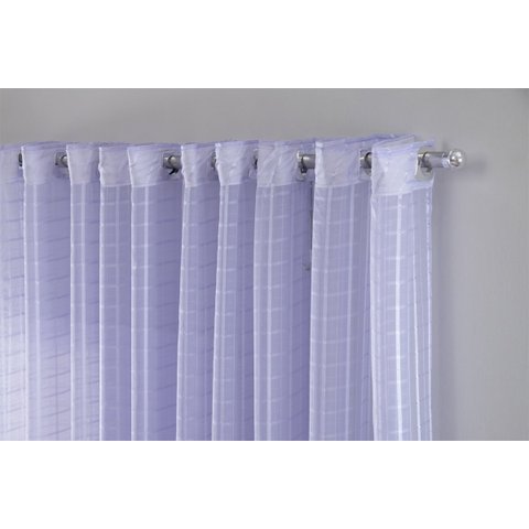 Cortina Voil Xadrez para Sala, Quarto e Cozinha 3,00 X 2,50 Lilás