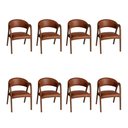 Ver imagem 1 de Kit 8 Cadeiras Valentina Madeira Maciça Mel Estofado Ocre Ideal Decor