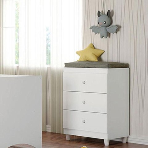 Comoda Quarto Infantil Gutti com 3 Gavetas Branco Branco