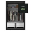 Ver mais imagens de Guarda-roupa Solteiro 2 Portas de Correr com Espelho 4 Gavetas Preto/cinza Vivare Plus Madesa
