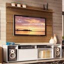 Ver imagem 1 de Rack Madesa Cancun e Painel para TV até 65 Polegadas Branco/Rustic 095Z Cor:Branco/Rustic