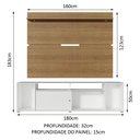 Ver imagem 3 de Rack Madesa Cancun e Painel para TV até 65 Polegadas Branco/Rustic 095Z Cor:Branco/Rustic