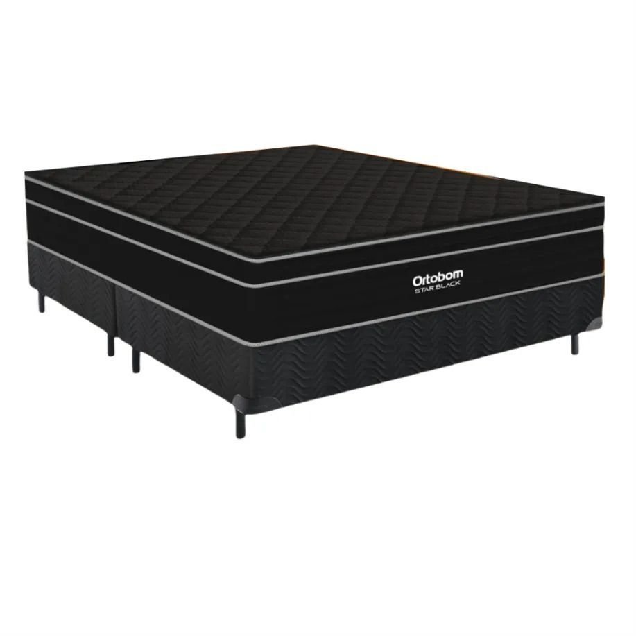 Cama Ortobom Casal Star Black 138x188x61 + Box Ortobom