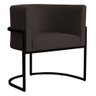 Poltrona Decorativa Sala Estar Recepção Escritório Luana Base Preta Veludo Marrom - Montanaris Decor - 1