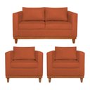 Ver imagem 1 de Kit Sofá 3 Lugares e 2 Poltronas Europa 180 cm Estilo Conforto e Elegância Suede Terracota