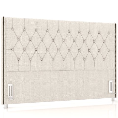 Cabeceira Cama Box Queen 160cm Estofada Frizza P05 Linho Creme - Lyam Decor