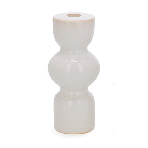 Castiçal Porta-vela em Cerâmica Branca 18cm 19452g Mart