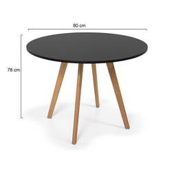 Mesa de Jantar Redonda London 80cm - Napole Decor Tampo Preto - 2