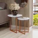 Ver imagem 2 de Mesa Lateral De Sala Pé De Ferro Estilo Industrial Tampo MDF