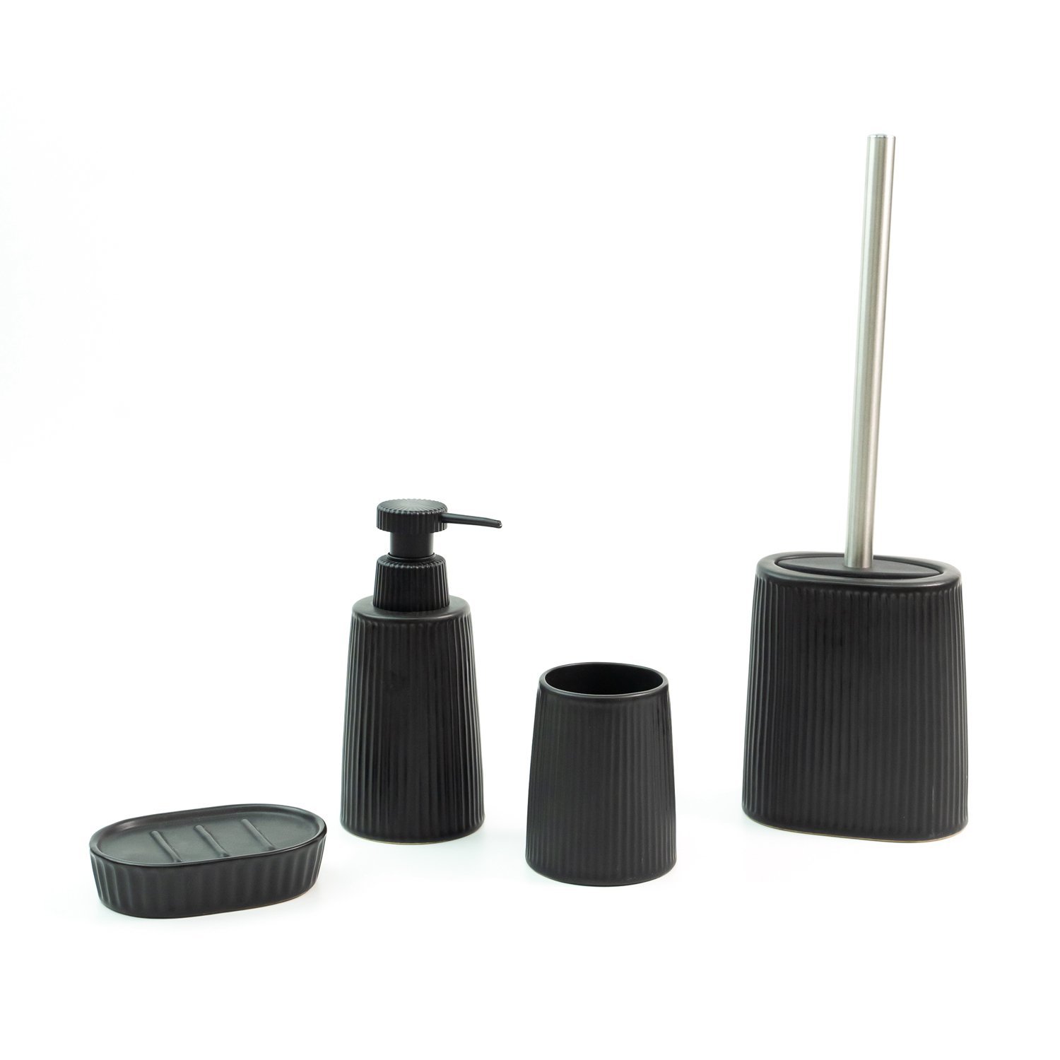 Escova sanitária silicone suporte cerâmica preto - Oikos - 4