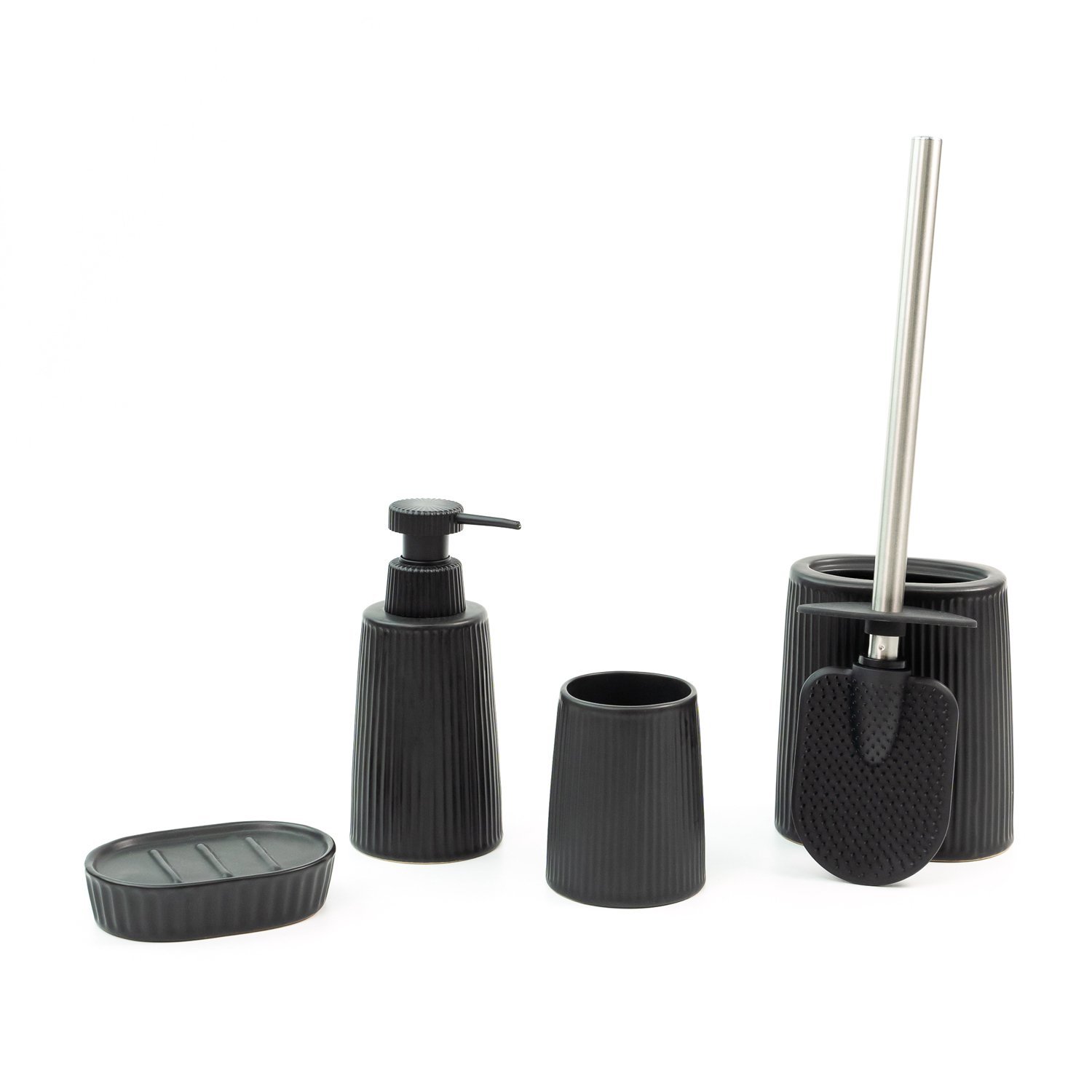 Escova sanitária silicone suporte cerâmica preto - Oikos - 6