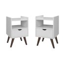 Ver imagem 1 de Mesa de Cabeceira Alice com 2 Unidades Gaveta e Pés Retro:branco