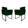 Kit 02 Poltronas Klara Base Ferro Preto Suede - Estopar Kit Klara Base Preta Suede Verde - 1