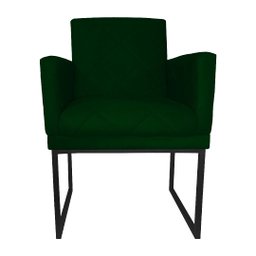Kit 02 Poltronas Klara Base Ferro Preto Suede - Estopar Kit Klara Base Preta Suede Verde - 3