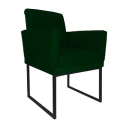 Kit 02 Poltronas Klara Base Ferro Preto Suede - Estopar Kit Klara Base Preta Suede Verde - 4