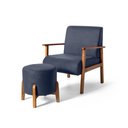 Ver imagem 1 de Conjunto Poltrona Estofada Júlia com Puff Redondo Berlim Azul – Straub Web