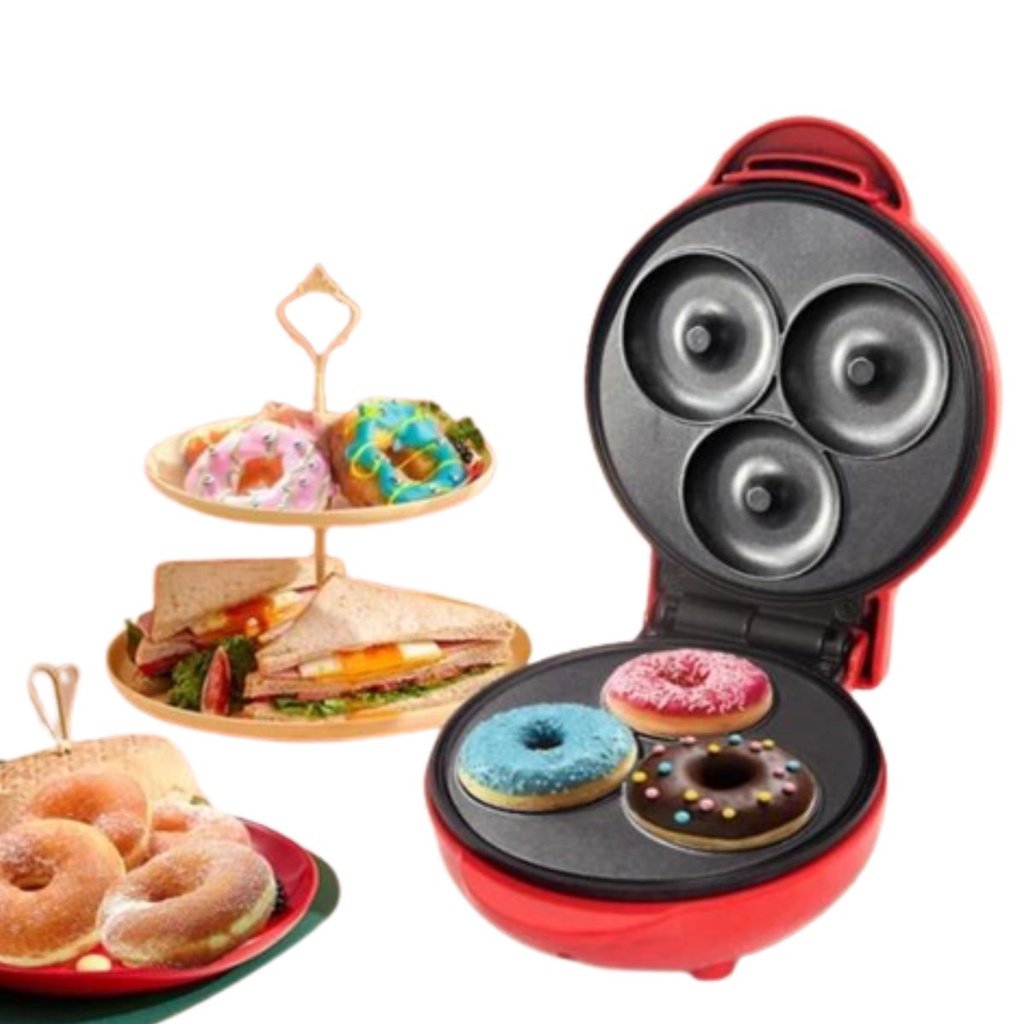 Máquina Donuts Mini Faz 3 Rosquinhas Confeitaria Waffle 110v - 5