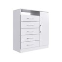 Ver imagem 1 de Cômoda Rubi 5 Gavetas 1 Porta 1 Prateleira - Casajá - Branco