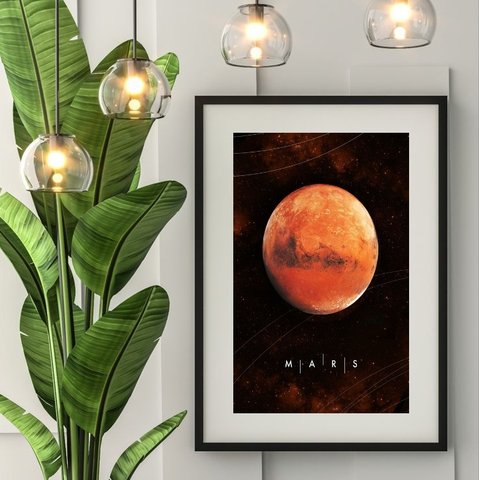 Quadro Planeta Marte - 60x48cm:madeira Branca