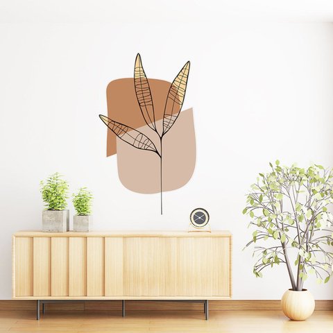 Adesivo Decorativo Flor Minimalista Fundo Branco 53x90cm