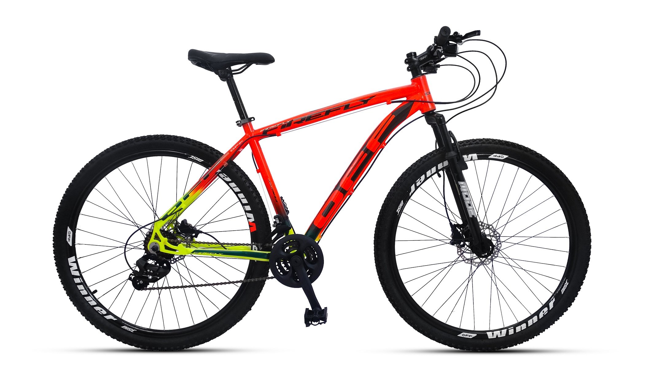 BICICLETA MOUNTAIN BIKE ARO 29 OFF FIREFLY 24 MARCHAS LARANJA VERDE TAM.17 - 1