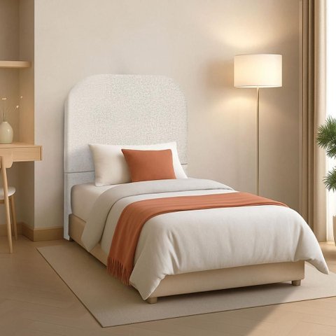 Cabeceira Cama Box Solteiro 100 Cm Estofada Revestida em Linho Orgânica