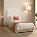 Ver imagem 1 de Cabeceira Cama Box Solteiro 100 Cm Estofada Revestida em Linho Orgânica