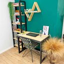 Ver imagem 3 de Home Office Escrivaninha e Estante de Madeira Pinus Linea Slim Natural e Preto