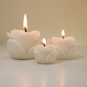Trio de Vela Decorativa Rosa Realista Kit com 3 Velas